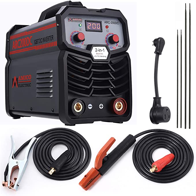 Amico ARC-200DC, 200 Amp Professional Stick Arc TIG Welder, Use E6010 E6011 E6013 E7014 E7018 etc. 80% Duty Cycle